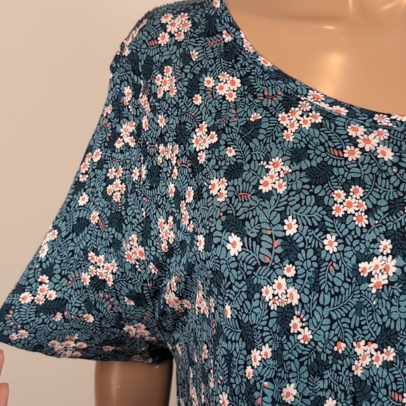 Joe Fresh Floral Tunic Top Womens Plus Size 3X Green Short Sleeve Tshirt - Picture 2 of 10